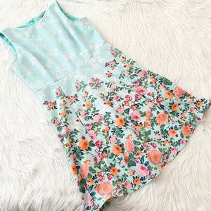 London Style Blue Floral A-Line Dress